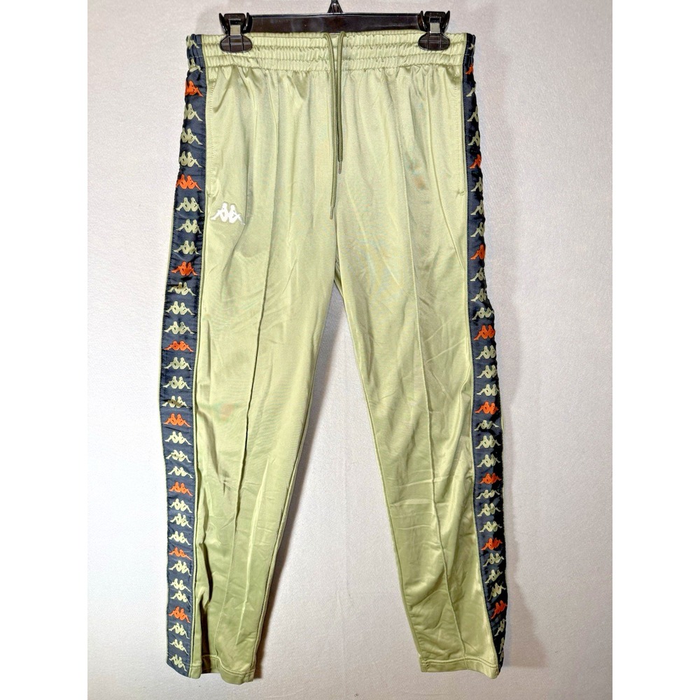 Kappa Track Pants Men's L Green Side Tape Logo Athletic Joggers Y2K Soccer 90's
